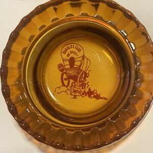Vintage Harolds Club or Bust Wagon Train Reno Nevada Amber Casino Ashtray